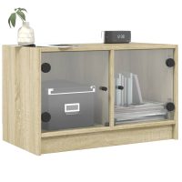 vidaXL Tv-bänk med glasdörrar sonoma-ek 68x37x42 cm - Bild 4