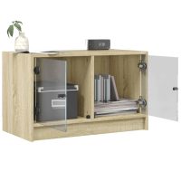 vidaXL Tv-bänk med glasdörrar sonoma-ek 68x37x42 cm - Bild 5