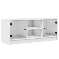 vidaXL Tv-bänk med glasdörrar vit 102x37x42 cm - Bild 2