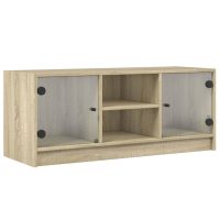 vidaXL Tv-bänk med glasdörrar sonoma-ek 102x37x42 cm - Bild 2