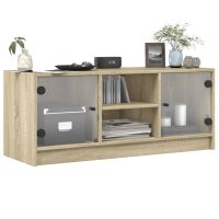 vidaXL Tv-bänk med glasdörrar sonoma-ek 102x37x42 cm - Bild 4