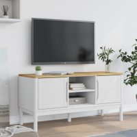 vidaXL Tv-bänk FLORO vit 114x43x55 cm massiv furu - Bild 3