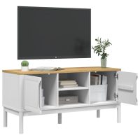 vidaXL Tv-bänk FLORO vit 114x43x55 cm massiv furu - Bild 4