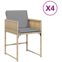 vidaXL Trädgårdsstolar med dynor 4 st blandad beige konstrotting - Bild 2