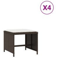 vidaXL Trädgårdspallar med dynor 4 st brun 41x41x36 cm konstrotting - Bild 2