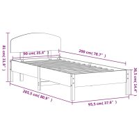 vidaXL Sängram med huvudgavel vaxbrun 90x200 cm massiv furu - Bild 9