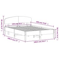 vidaXL Sängram med huvudgavel vit 135x190 cm massiv furu - Bild 9