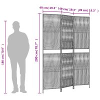 vidaXL Rumsavdelare 3 paneler brun konstrottning - Bild 9