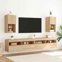 vidaXL Tv-bänk med LED-belysning sonoma-ek 30,5x30x60 cm - Bild 3