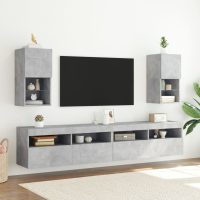 vidaXL Tv-bänk med LED-belysning betonggrå 30,5x30x60 cm - Bild 3