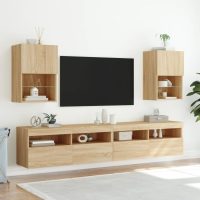 vidaXL Tv-bänk med LED-belysning sonoma-ek 40,5x30x60 cm - Bild 3