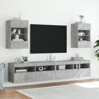 vidaXL Väggmonterad tv-bänk LED betonggrå 40x30x60,5 cm - Bild 6