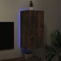 vidaXL Väggmonterad tv-bänk LED rökfärgad ek 40,5x35x80 cm - Bild 3