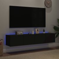 vidaXL Väggmonterad tv-bänk LED 2 st svart 80x35x31 cm - Bild 3