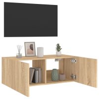 vidaXL Väggmonterad tv-bänk LED sonoma-ek 80x35x31 cm - Bild 6