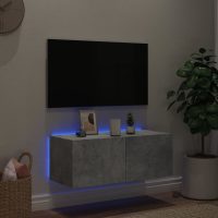 vidaXL Väggmonterad tv-bänk LED betonggrå 80x35x31 cm - Bild 3