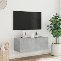 vidaXL Väggmonterad tv-bänk LED betonggrå 80x35x31 cm - Bild 4