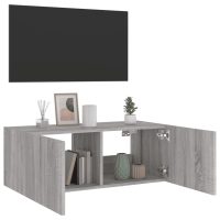 vidaXL Väggmonterad tv-bänk LED grå sonoma 80x35x31 cm - Bild 6