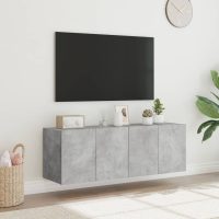 vidaXL Väggmonterad tv-bänk LED 2 st betonggrå 60x35x41 cm - Bild 4