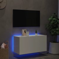 vidaXL Väggmonterad tv-bänk LED vit 80x35x41 cm - Bild 4