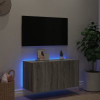 vidaXL Väggmonterad tv-bänk LED grå sonoma 80x35x41 cm - Bild 4