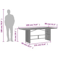 vidaXL Trädgårdsbord med akaciaträ svart 190x80x74 cm konstrotting - Bild 10