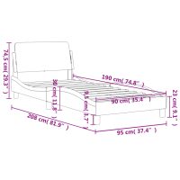 vidaXL Sängram med huvudgavel svart och vit 90x190 cm konstläder - Bild 10