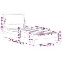 vidaXL Sängram med huvudgavel mörkbrun 90x200 cm tyg - Bild 9