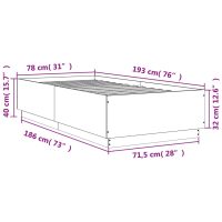 vidaXL Sängram brun ek 75x190 cm konstruerad trä - Bild 9