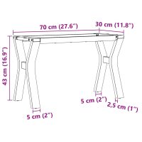 vidaXL Bordsben för soffbord Y-ram 70x30x43 cm gjutjärn - Bild 9