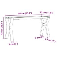 vidaXL Bordsben för soffbord Y-ram 90x30x43 cm gjutjärn - Bild 9