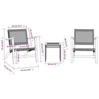 vidaXL Caféset 3 delar svart konstrotting och massivt akaciaträ - Bild 10