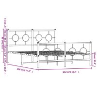 vidaXL Sängram med huvudgavel och fotgavel vit metall 135x190 cm - Bild 10