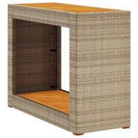 vidaXL Trädgårdsbord med träskiva beige 100x40x75 cm konstrotting - Bild 2