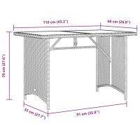 vidaXL Trädgårdsbord med träskiva svart 110x68x70 cm konstrotting - Bild 9