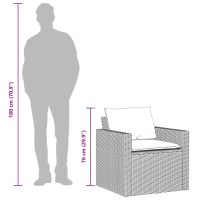 vidaXL Trädgårdssoffset med dynor 4 delar konstrotting grå - Bild 10