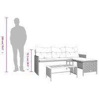 vidaXL Trädgårdssoffa med bord och dynor L-formad svart konstrotting - Bild 11