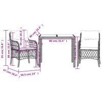 vidaXL Caféset med dynor 3 delar svart konstrotting - Bild 7