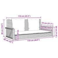 vidaXL Gungbänk med dynor svart 119x56x48 cm konstrotting - Bild 9