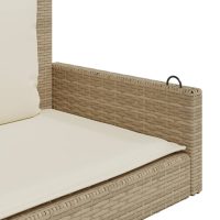 vidaXL Gungbänk med dynor beige 119x56x48 cm konstrotting - Bild 7