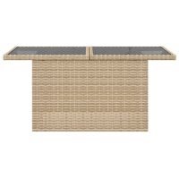 vidaXL Trädgårdsbord med glasskiva beige 100x55x73 cm konstrotting - Bild 5