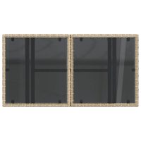 vidaXL Trädgårdsbord med glasskiva beige 100x55x73 cm konstrotting - Bild 9