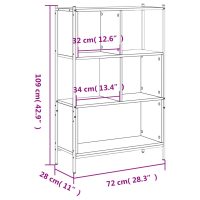 vidaXL Bokhylla rökfärgad ek 72x28x109 cm konstruerat trä - Bild 11