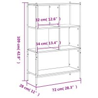 vidaXL Bokhylla brun ek 72x28x109 cm konstruerat trä - Bild 11