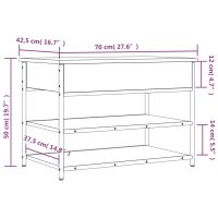 vidaXL Skobänk sonoma-ek 70x42,5x50 cm konstruerat trä - Bild 12