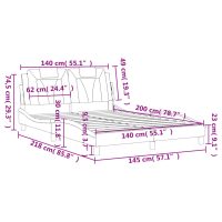 vidaXL Sängram med huvudgavel vit 140x200 cm konstläder - Bild 12