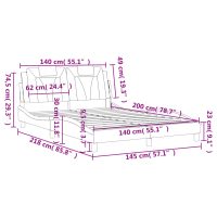 vidaXL Sängram med huvudgavel cappuccino 140x200 cm konstläder - Bild 12