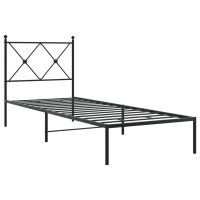 vidaXL Sängram med huvudgavel metall svart 75x190 cm - Bild 2