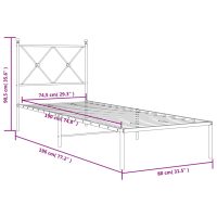 vidaXL Sängram med huvudgavel metall svart 75x190 cm - Bild 8