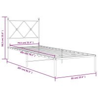 vidaXL Sängram med huvudgavel metall svart 80x200 cm - Bild 8